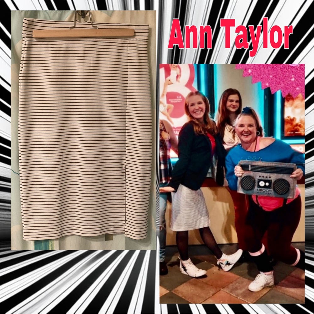 Striped Stretch Ann Taylor Pencil Skirt